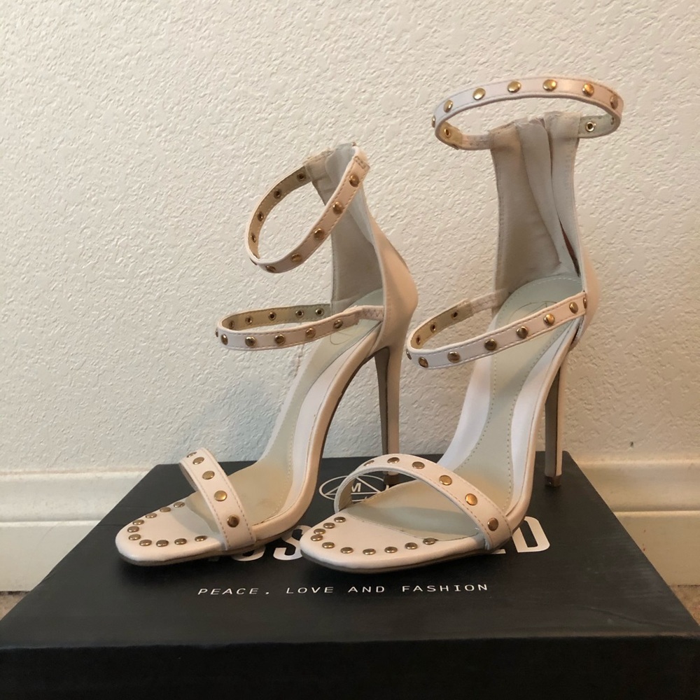 Missguided Nude Studded Heels - UK Sz 3/36